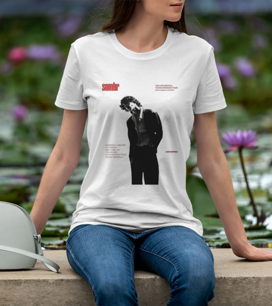 Sombr The Late Nights And Young Romance Tour Dates 2025 North America And Europe T-Shirt