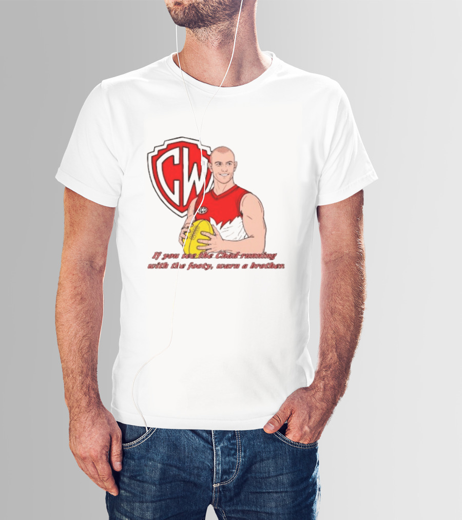 The Chad Running Footy Warn A Brother CW AFL T-Shirt