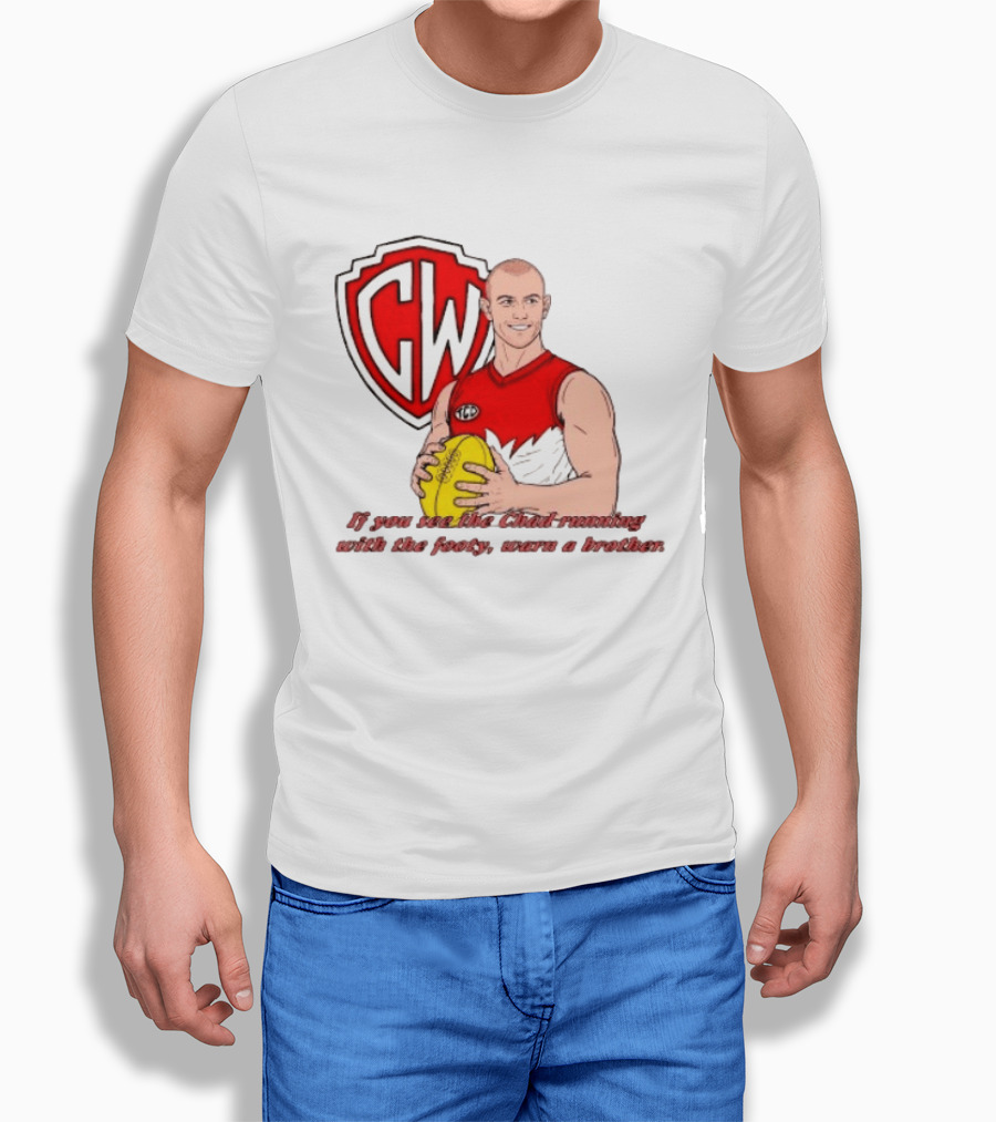 The Chad Running Footy Warn A Brother CW AFL T-Shirt
