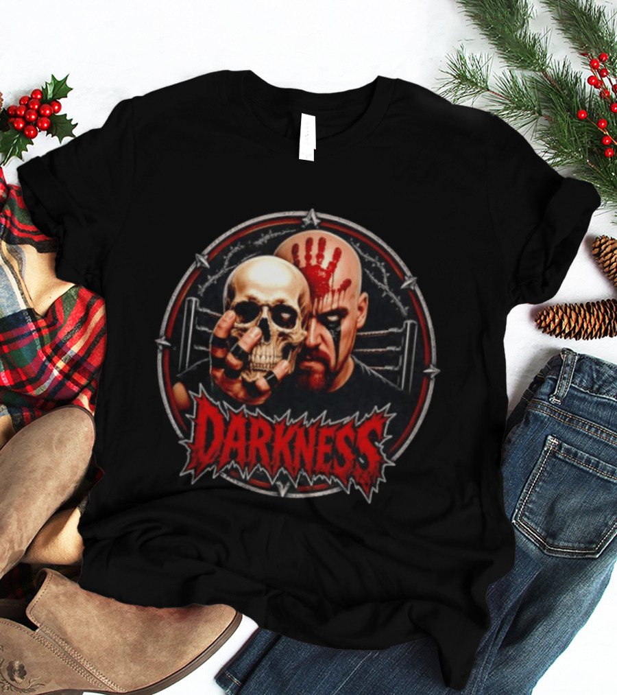 Darkness Skull Face Paint Handprint Barbed Wire Circle T-Shirt