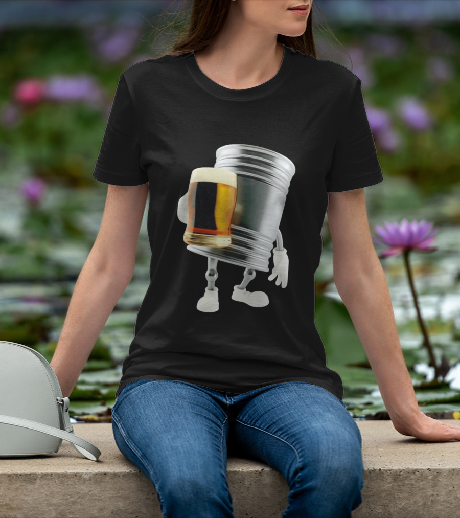 Beer Keg Holding Glass Character Meme T-Shirt