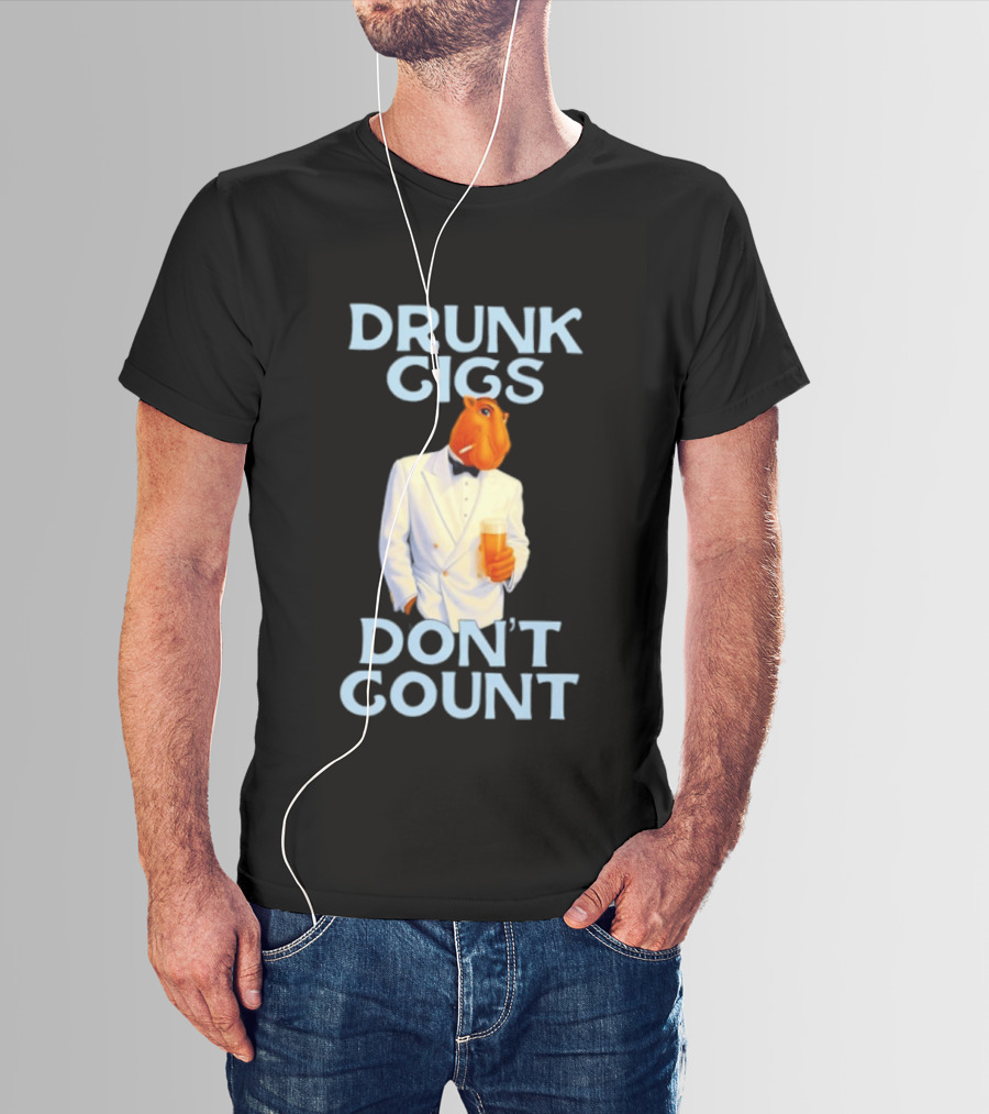 Drunk Gigs Don't Count Camel Smoking Beer In Tuxedo T-Shirt