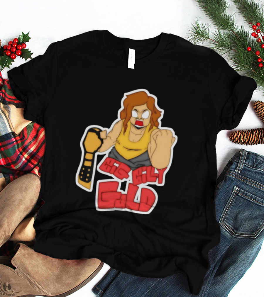 Big Billy Gold Wrestling Champion Belt Bold Cartoon T-Shirt