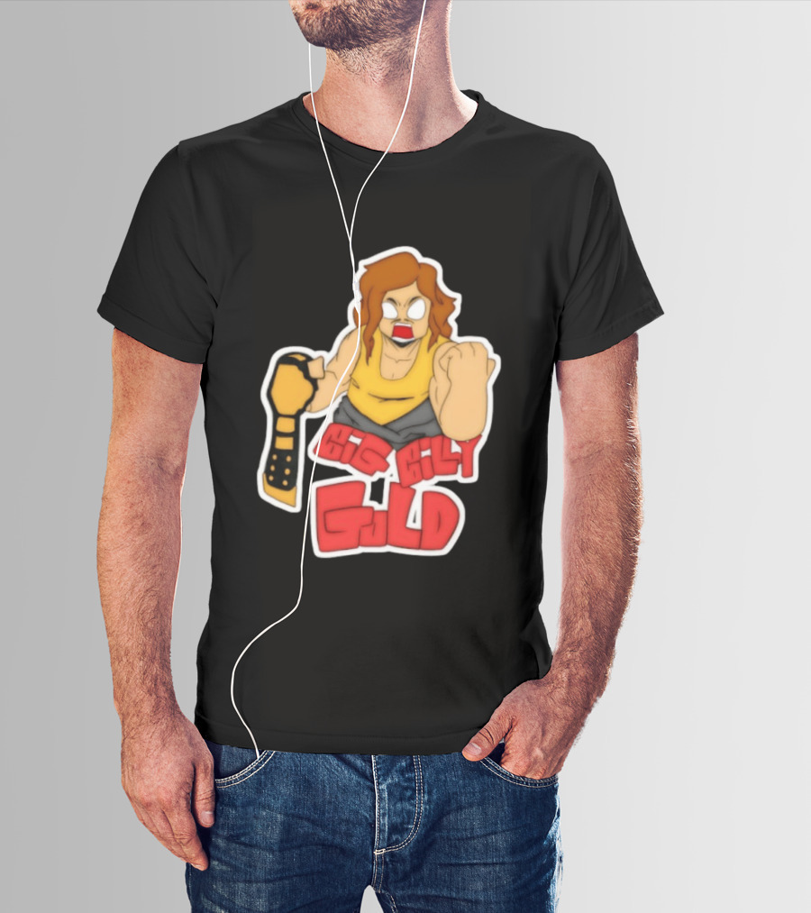Big Billy Gold Wrestling Champion Belt Bold Cartoon T-Shirt