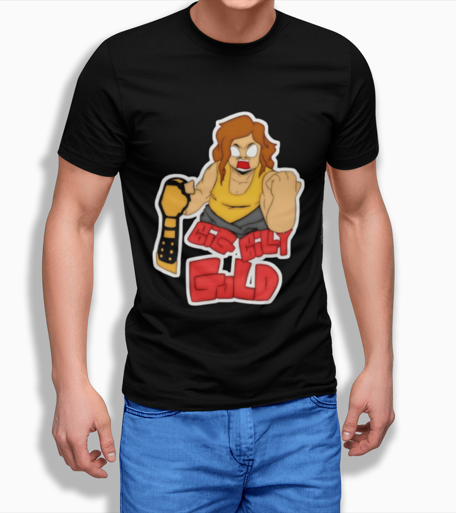 Big Billy Gold Wrestling Champion Belt Bold Cartoon T-Shirt
