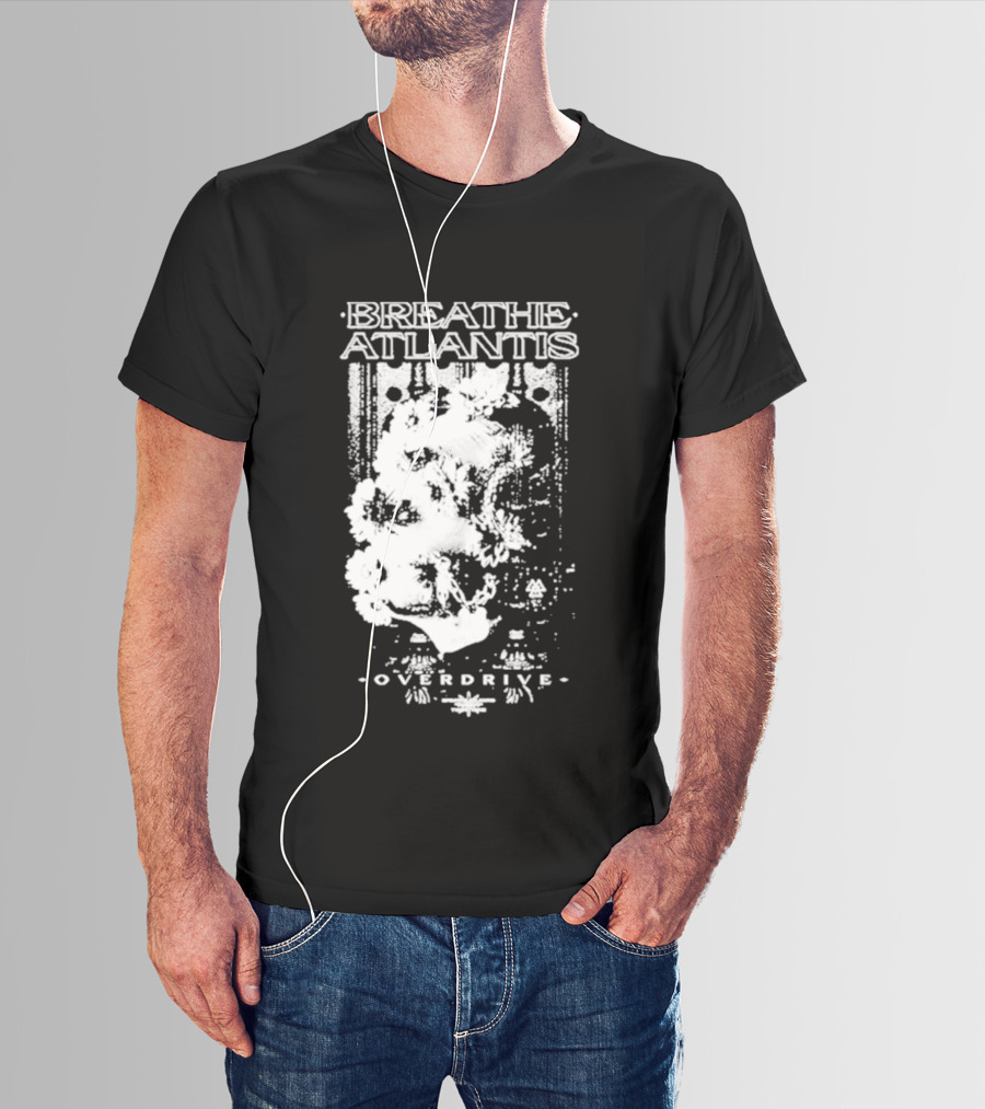 Breathe Atlantis Overdrive White Text And Skull T-Shirt