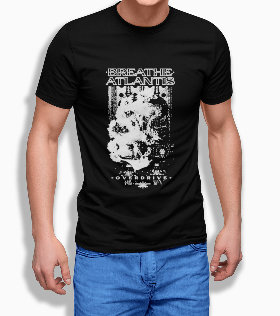 Breathe Atlantis Overdrive White Text And Skull T-Shirt