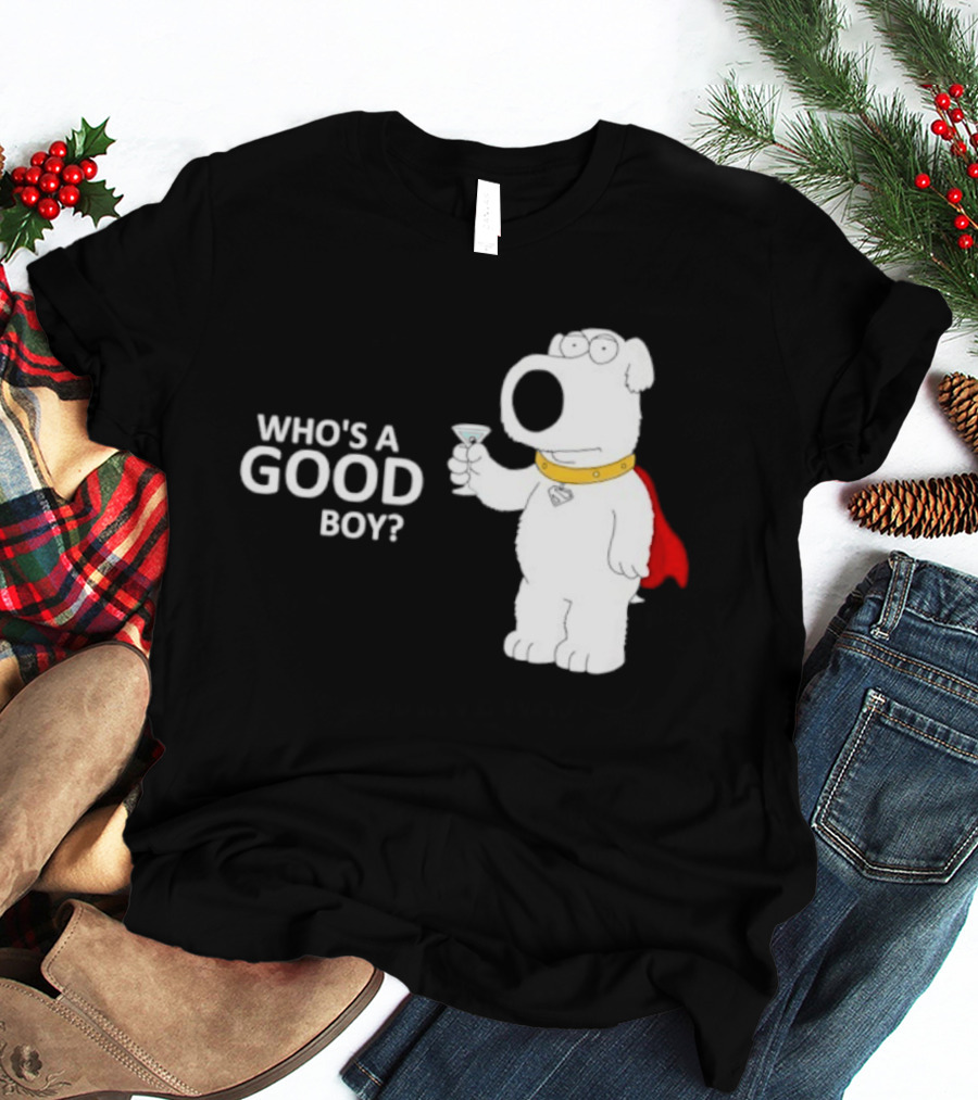 Brian Griffin Who's A Good Boy Family Guy Red Cape Martini T-Shirt