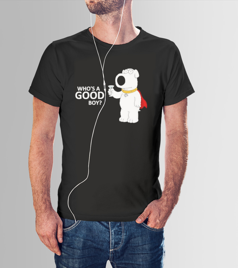 Brian Griffin Who's A Good Boy Family Guy Red Cape Martini T-Shirt