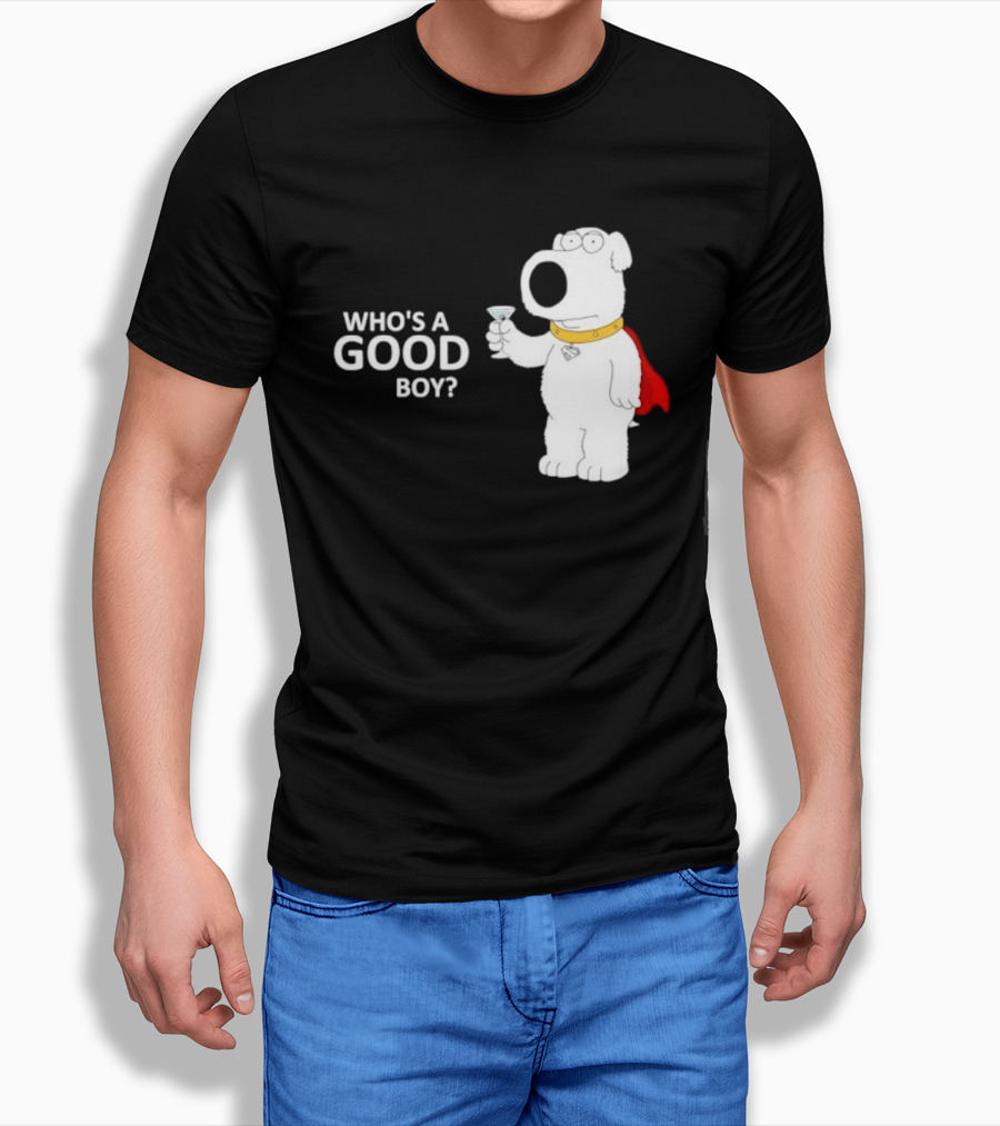 Brian Griffin Who's A Good Boy Family Guy Red Cape Martini T-Shirt