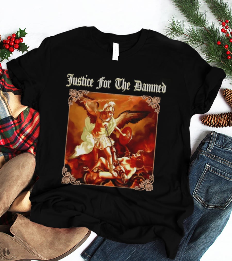Justice For The Damned Metalcore Hardcore Knight And Fallen Angel Battle T-Shirt