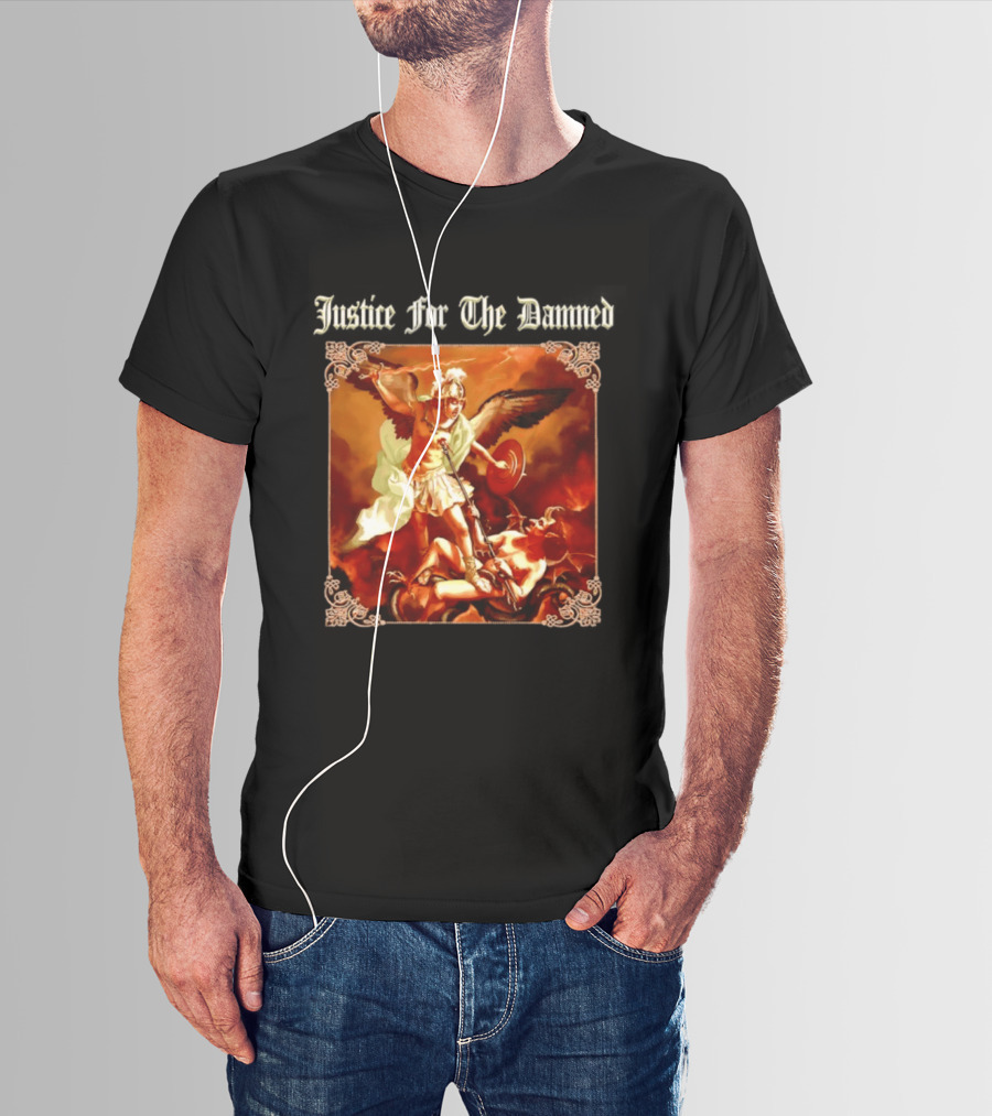 Justice For The Damned Metalcore Hardcore Knight And Fallen Angel Battle T-Shirt