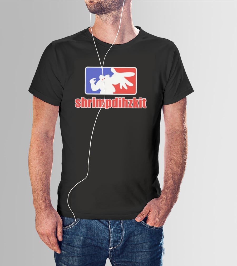 Shrimpdihzkit NBA Style Branding Parody Red White Blue T-Shirt