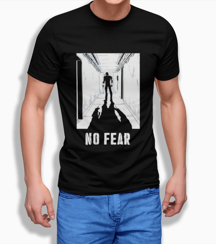 No Fear Courage Motivation Silhouette In Corridor T-Shirt