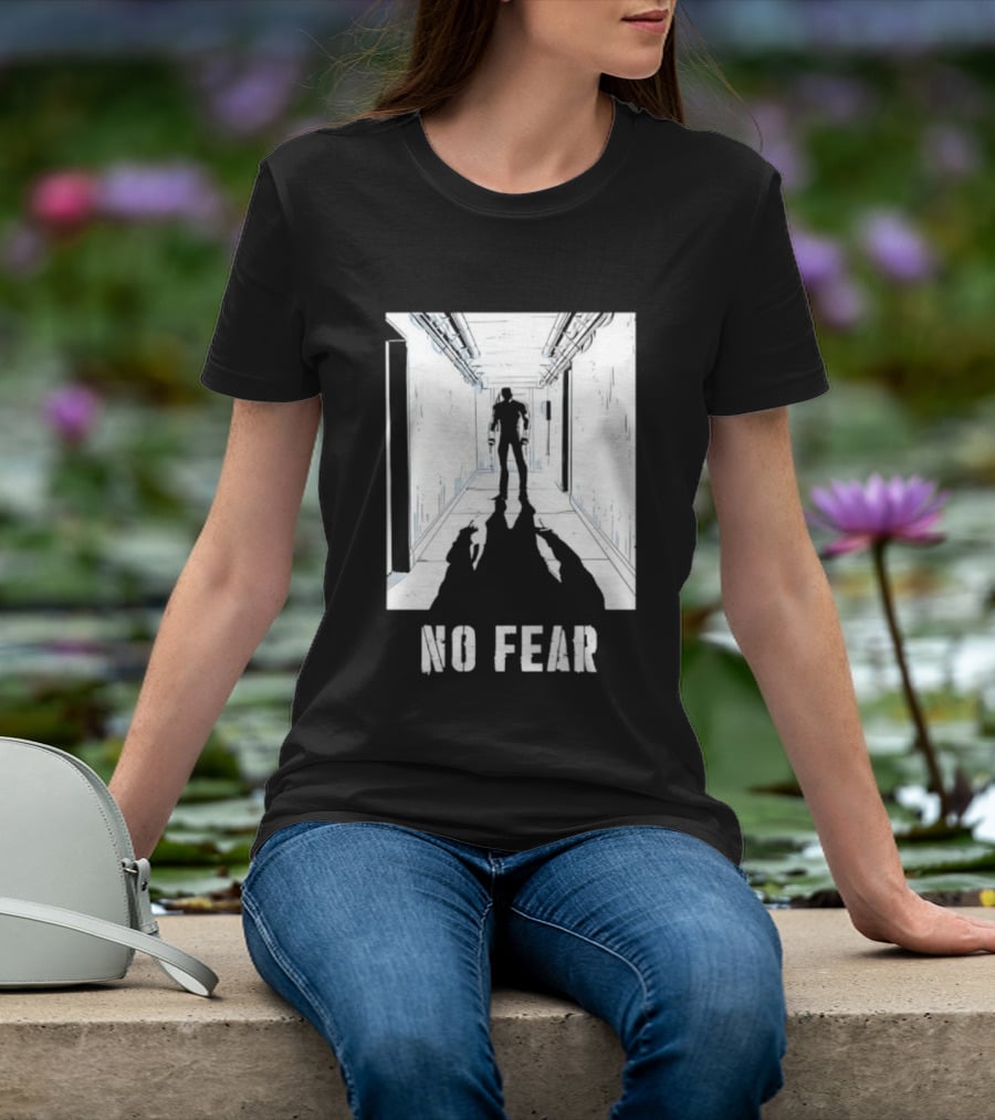 No Fear Courage Motivation Silhouette In Corridor T-Shirt