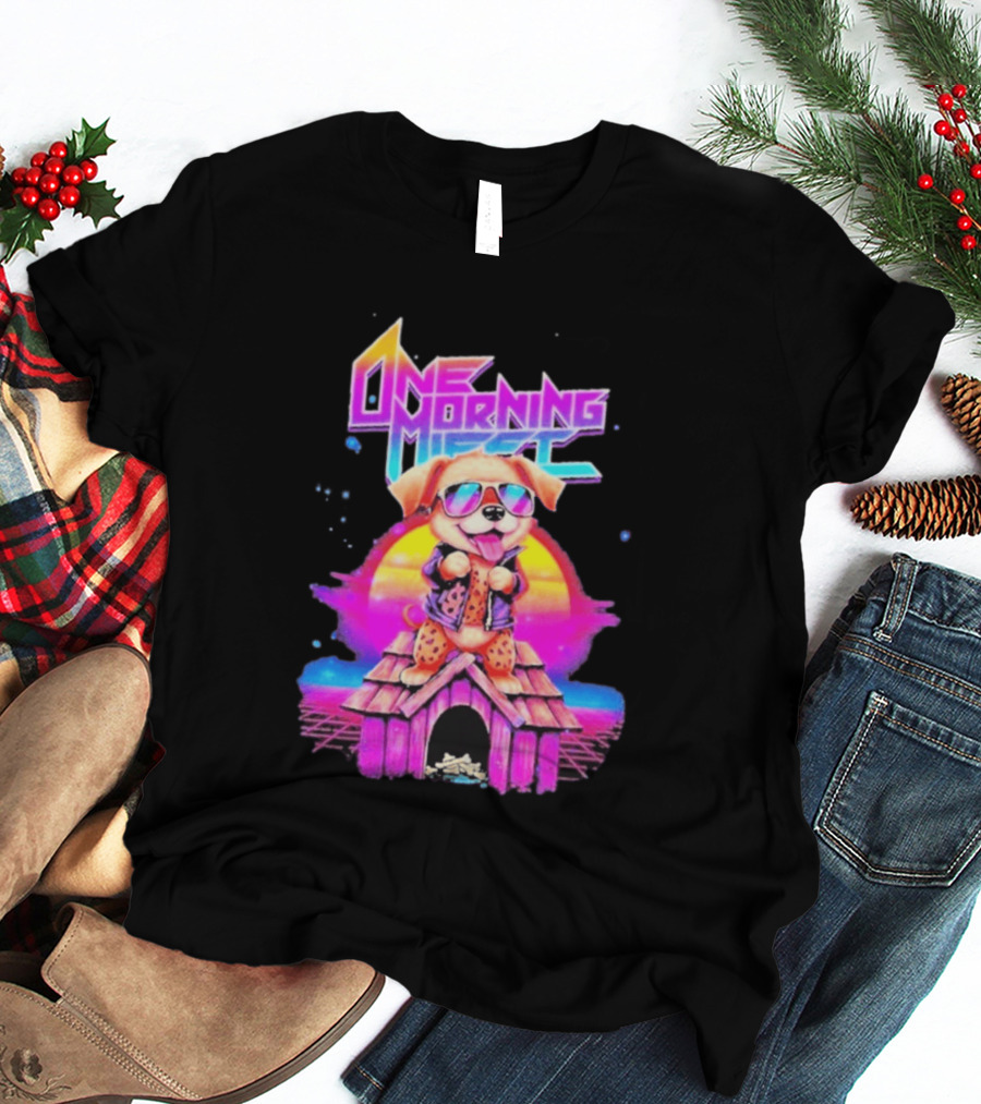 One Morning Left Puppy Doghouse 80s Retro Sunglasses Sunset Vibe T-Shirt