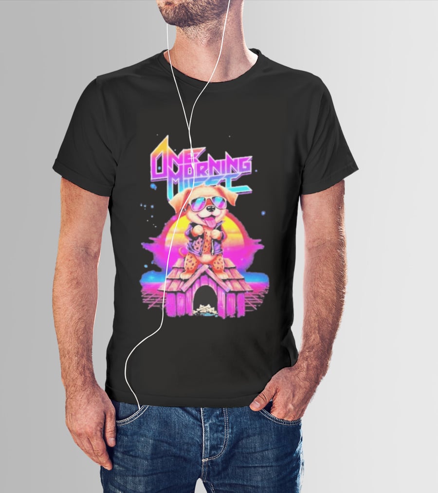 One Morning Left Puppy Doghouse 80s Retro Sunglasses Sunset Vibe T-Shirt