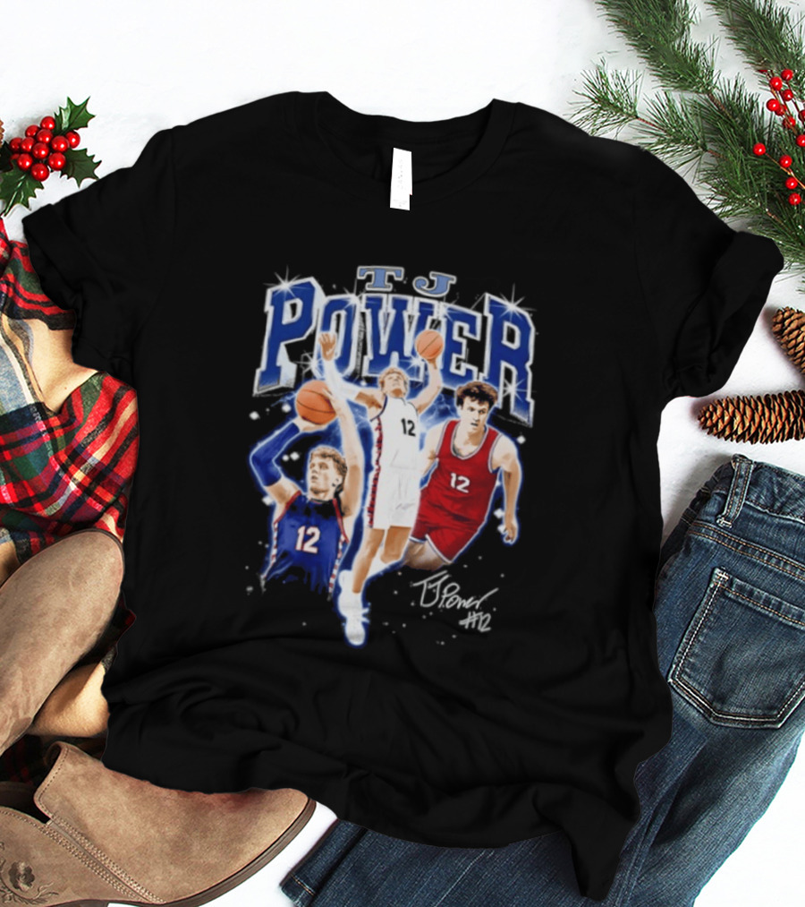 TJ Power Penn Quakers Basketball Player Number 12 Collage T-Shirt