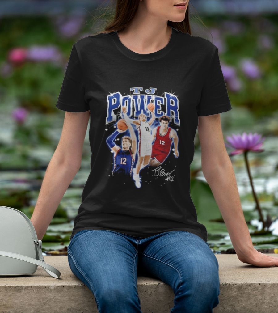 TJ Power Penn Quakers Basketball Player Number 12 Collage T-Shirt
