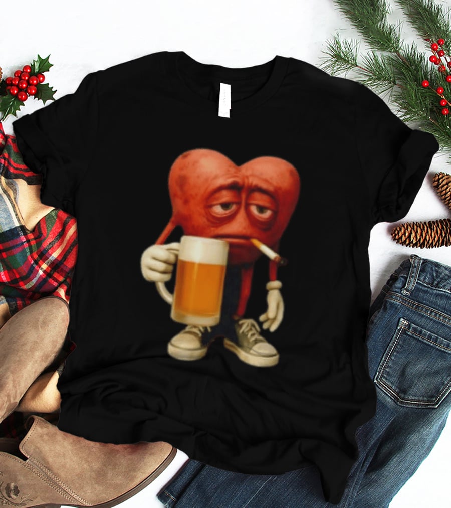 Your Heart Smoking Cigarette And Holding Beer In Sneakers T-Shirt