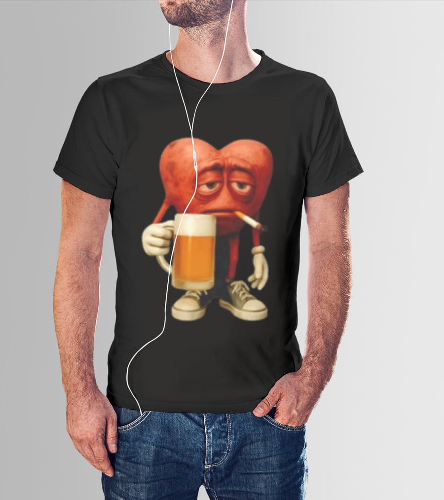 Your Heart Smoking Cigarette And Holding Beer In Sneakers T-Shirt
