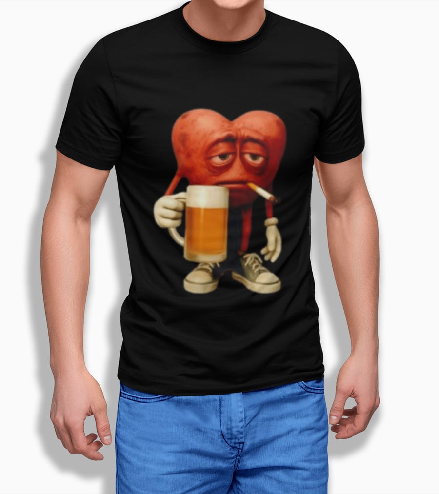Your Heart Smoking Cigarette And Holding Beer In Sneakers T-Shirt