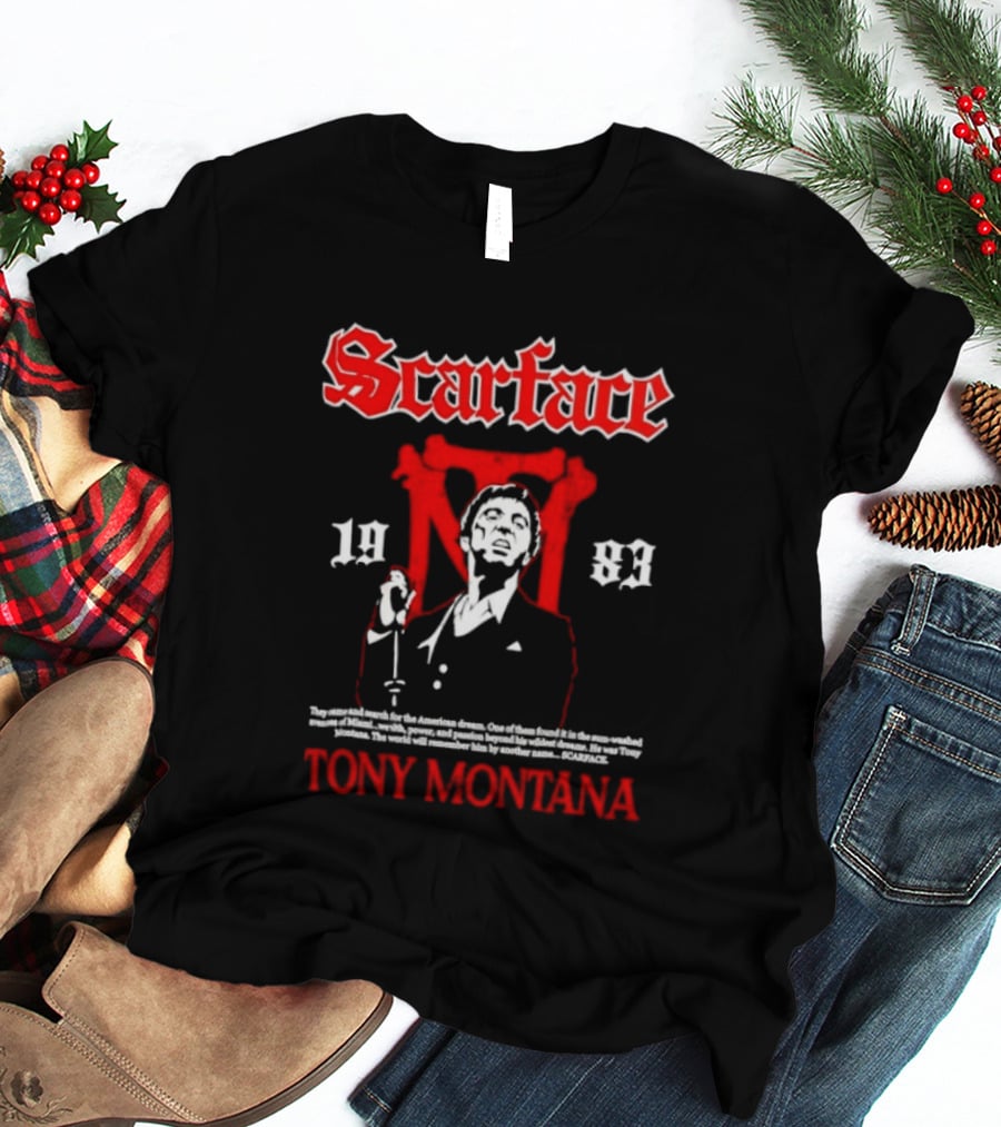 Scarface 1983 Tony Montana American Dream Red White T-Shirt