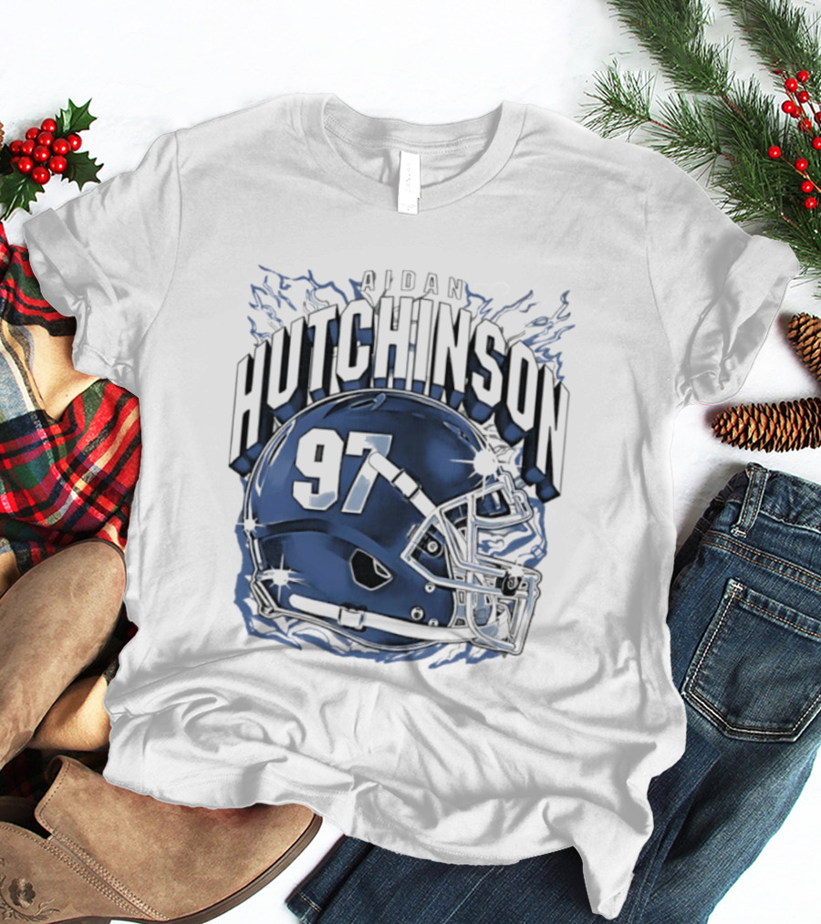 Aidan Hutchinson 97 Detroit Lions Football Helmet T-Shirt