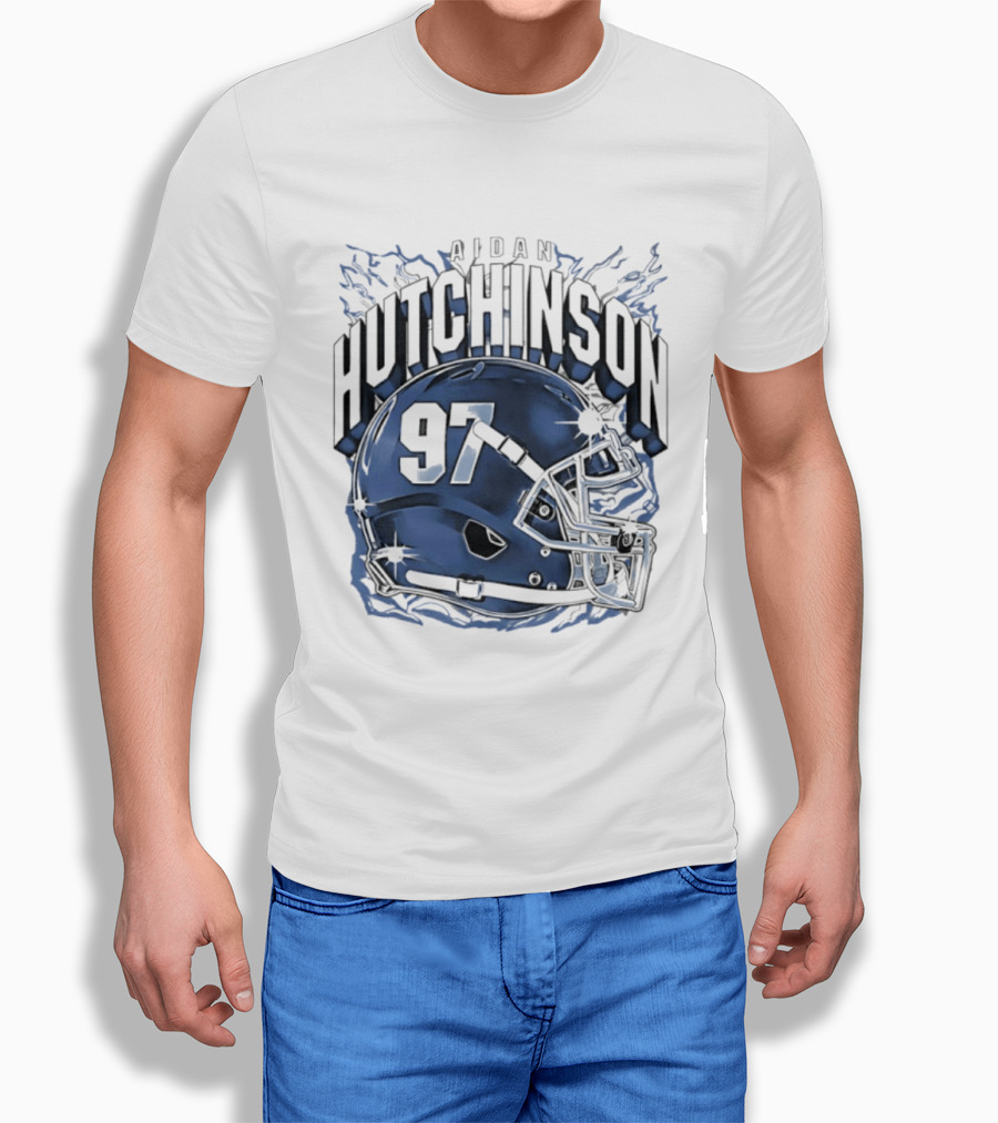 Aidan Hutchinson 97 Detroit Lions Football Helmet T-Shirt