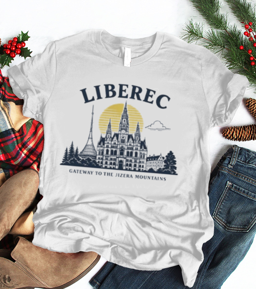 Liberec Gateway To The Jizera Mountains Skyline Silhouette With Tower And Cloud T-Shirt