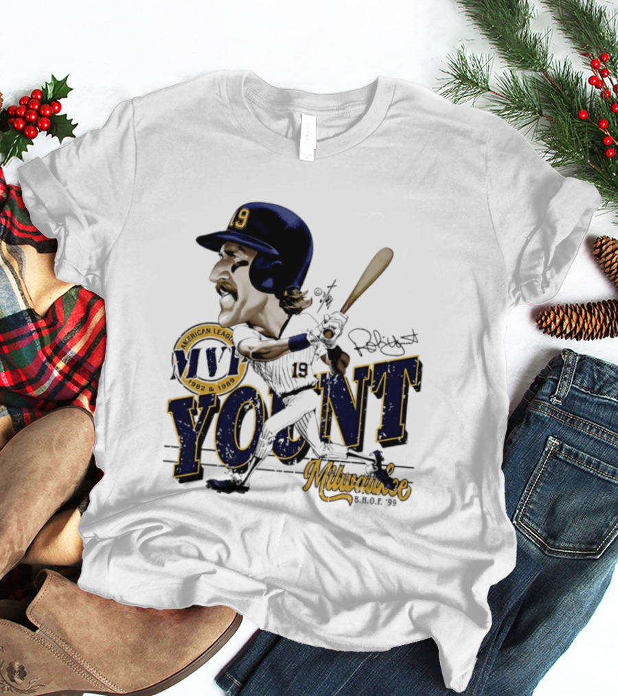 Robin Yount Milwaukee MVP American League 1982 1989 Milwaukee B.O.C. '90 T-Shirt