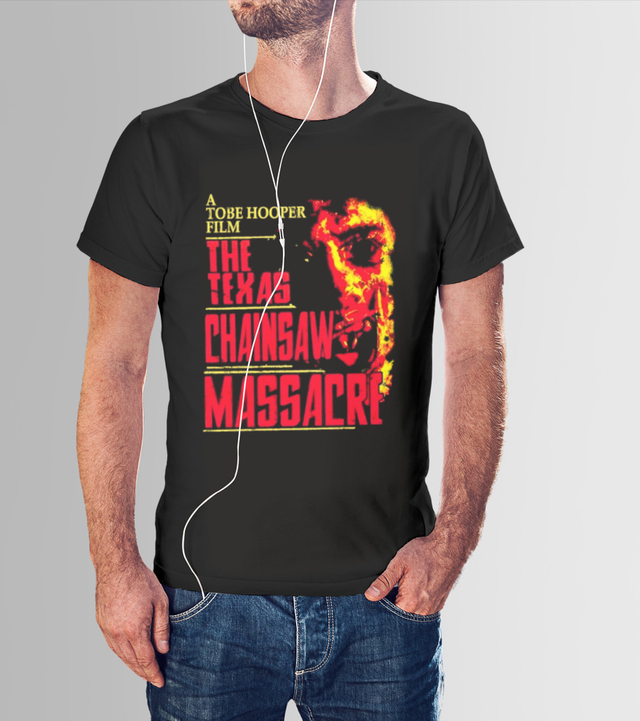 A Tobe Hooper Film The Texas Chainsaw Massacre Flame Chainsaw T-Shirt