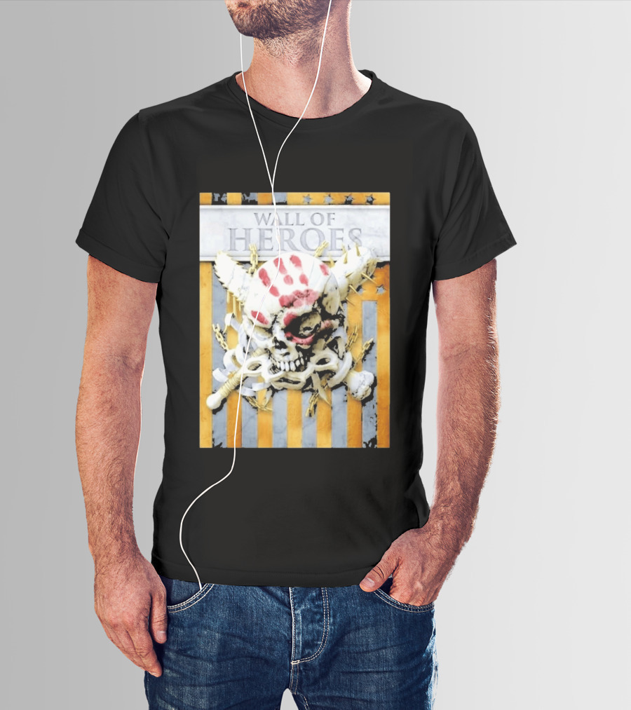 Five Finger Death Punch Wall Of Heroes Skull Chains Barbed Wire American Flag T-Shirt