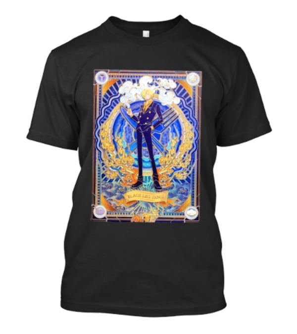 Sanji Black Leg Flames Smoking One Piece Character Art Tarot T-Shirt