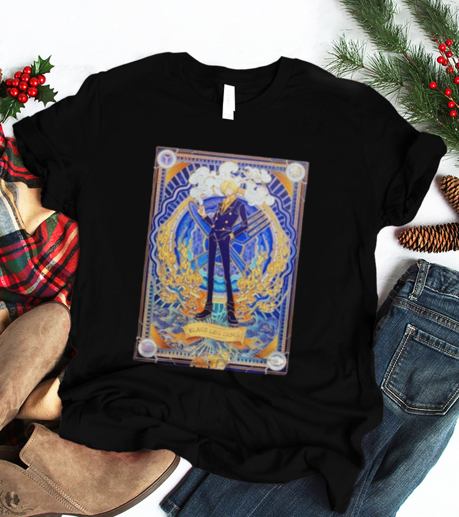 Sanji Black Leg Flames Smoking One Piece Character Art Tarot T-Shirt