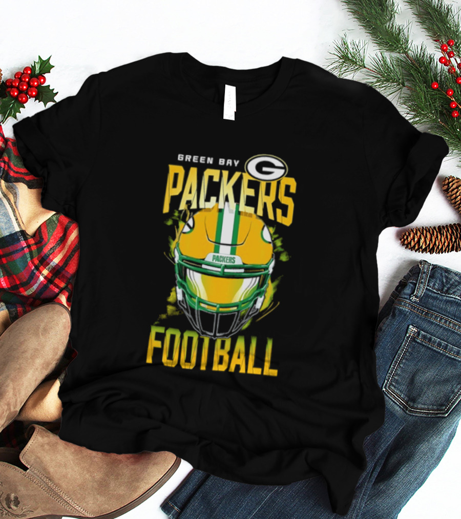 Green Bay Packers Football Helmet Packers Football T-Shirt