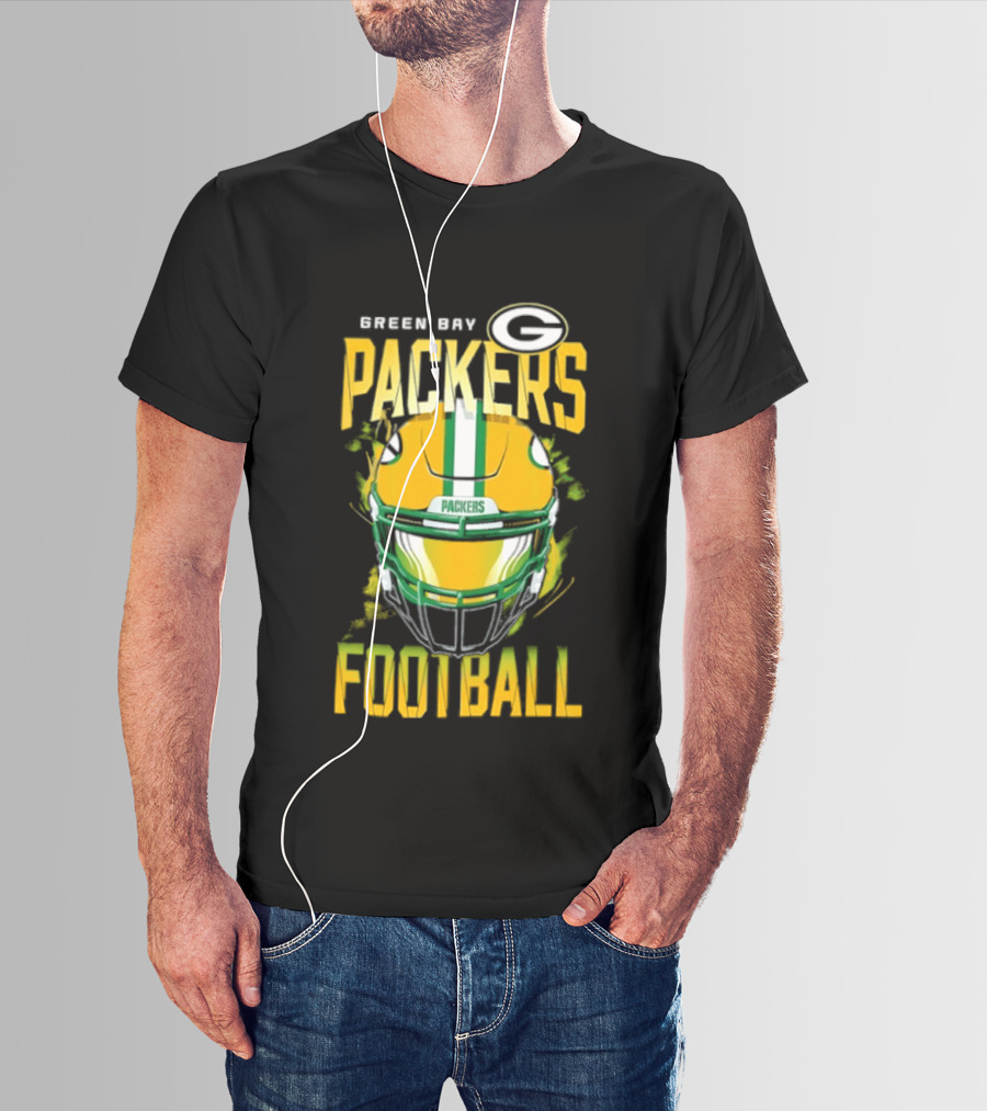 Green Bay Packers Football Helmet Packers Football T-Shirt
