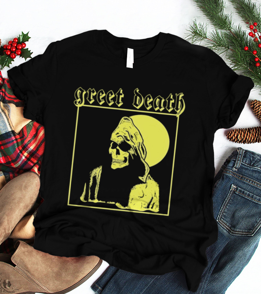 Greet Death Grim Reaper Band Alternative Rock Skeleton Halo T-Shirt