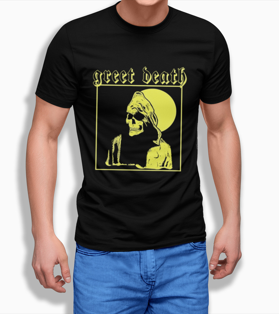 Greet Death Grim Reaper Band Alternative Rock Skeleton Halo T-Shirt
