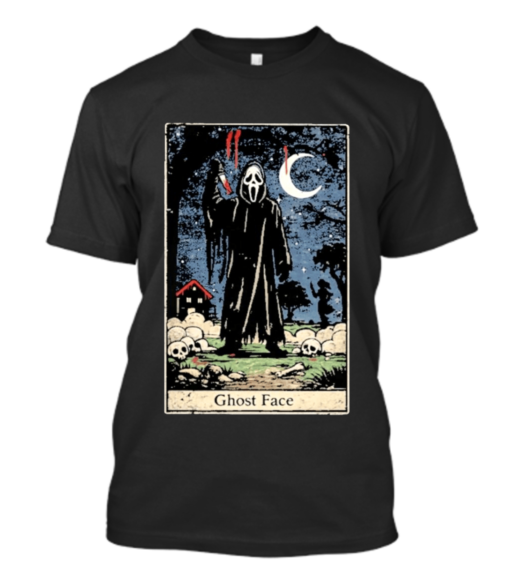 Ghost Face Scream Changes Tarot Card Crossover Halloween Horror Villain T-Shirt
