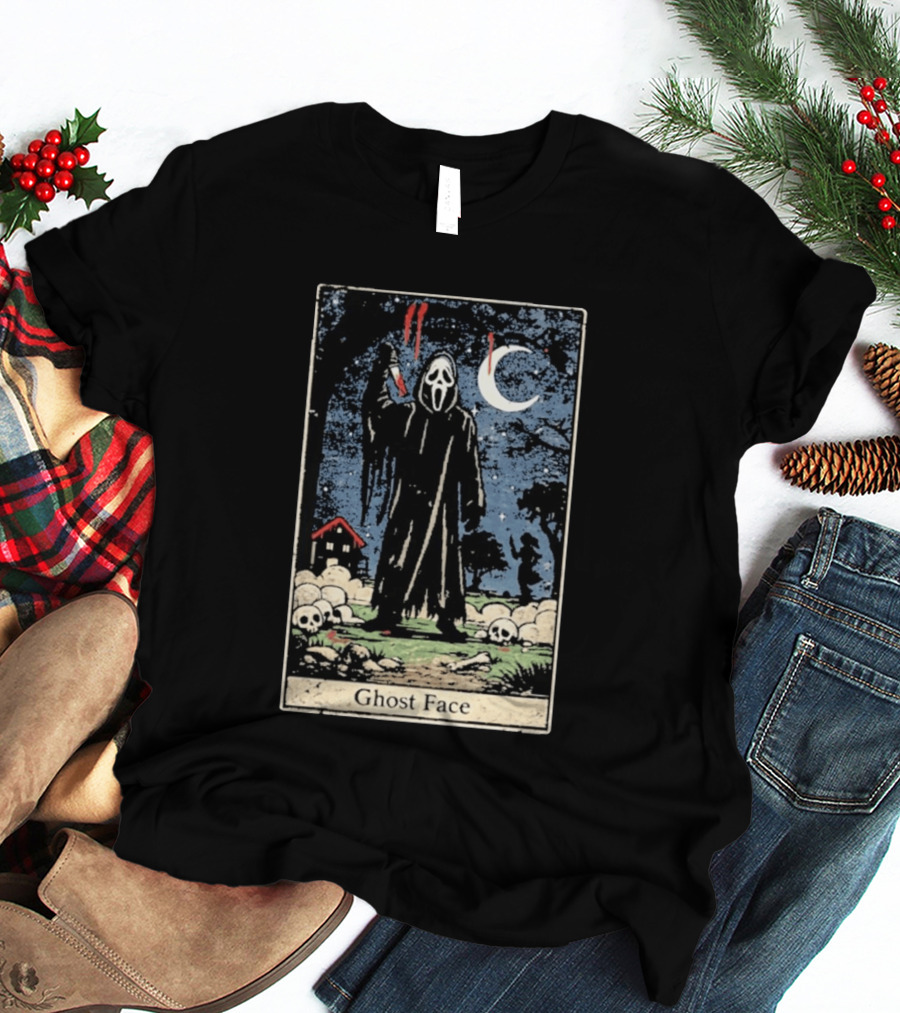 Ghost Face Scream Changes Tarot Card Crossover Halloween Horror Villain T-Shirt