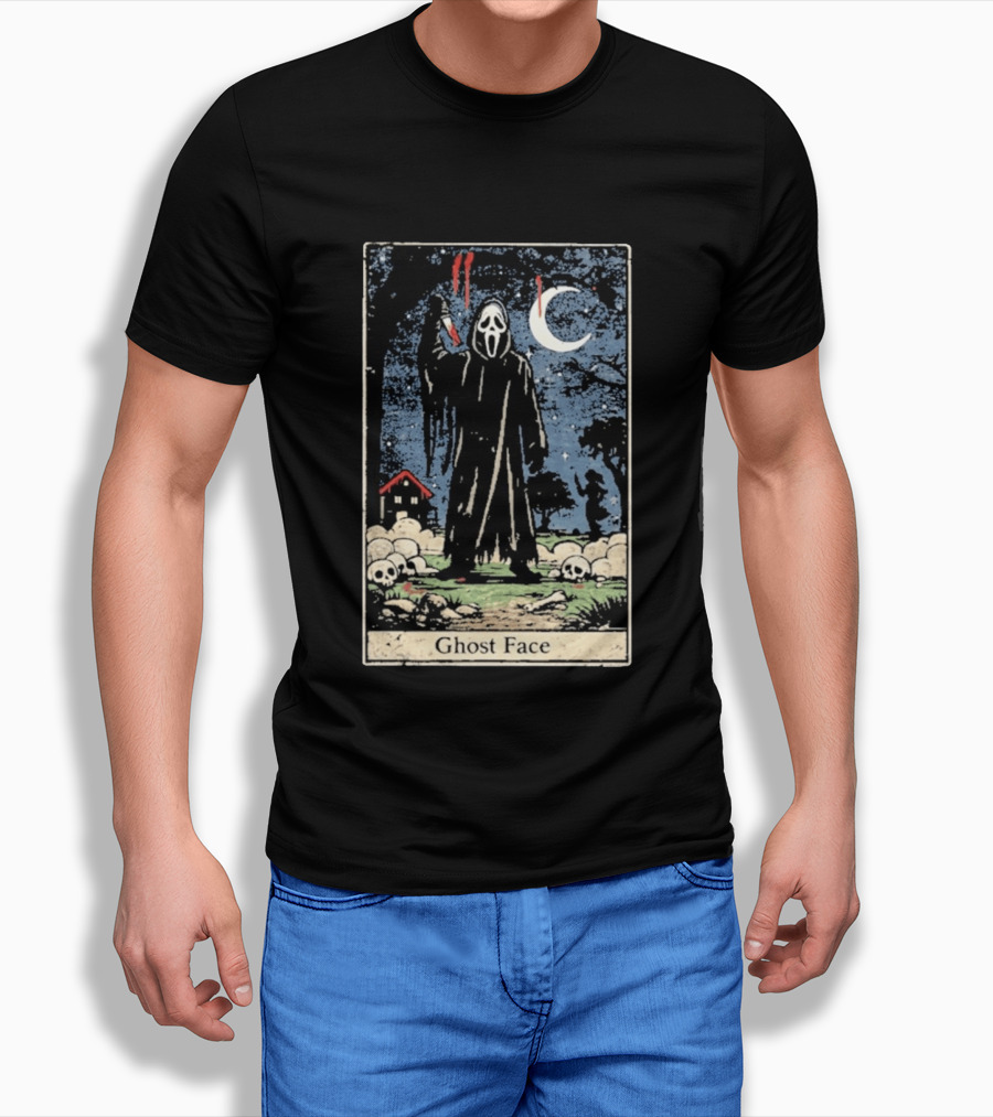 Ghost Face Scream Changes Tarot Card Crossover Halloween Horror Villain T-Shirt