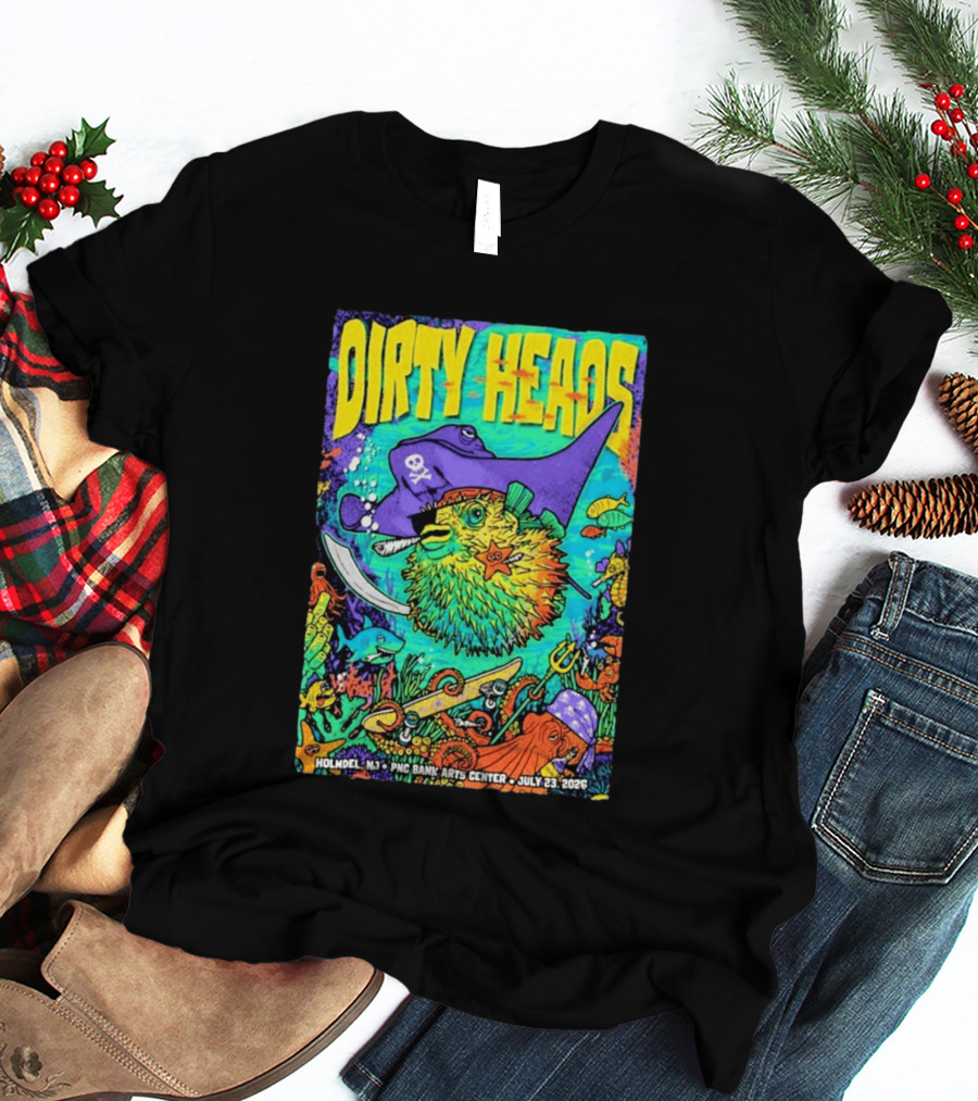 Dirty Heads Holmdel NJ July 23 2026 PNC Bank Arts Center Pirate Theme Ocean Creatures T-Shirt