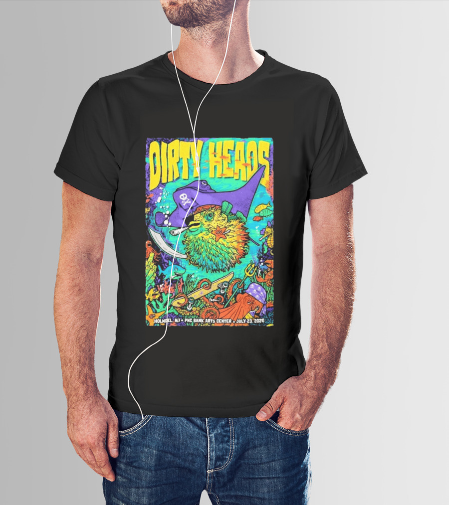 Dirty Heads Holmdel NJ July 23 2026 PNC Bank Arts Center Pirate Theme Ocean Creatures T-Shirt