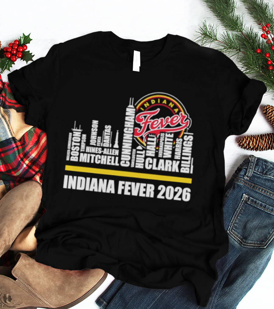 Indiana Fever 2026 Roster Skyline WNBA T-Shirt