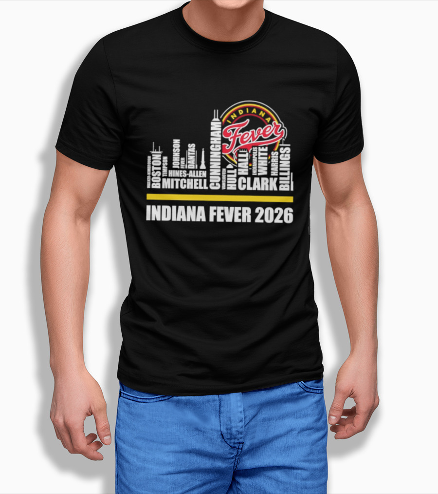 Indiana Fever 2026 Roster Skyline WNBA T-Shirt