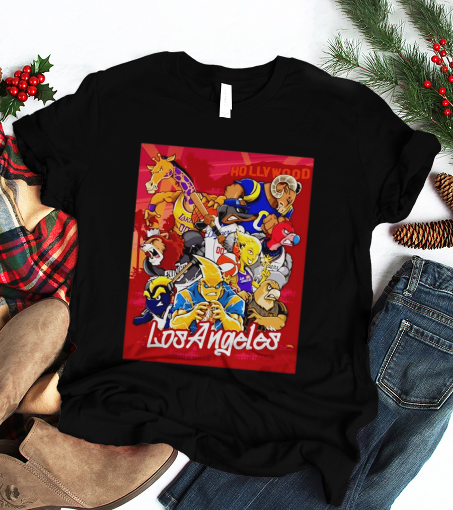 Los Angeles Legends Hollywood Sports Mashup With Dodgers Lakers Kings Rams And Clippers T-Shirt