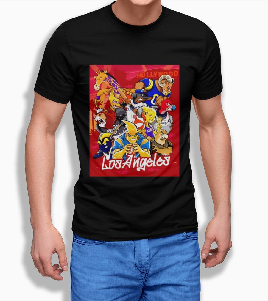 Los Angeles Legends Hollywood Sports Mashup With Dodgers Lakers Kings Rams And Clippers T-Shirt