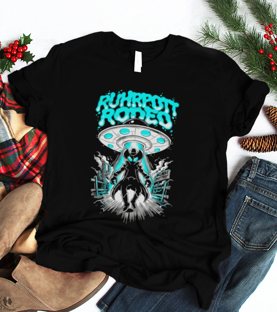 Ruhrpott Rodeo Hunxe Bottrop Alien Cowboy UFO Texas Stadium T-Shirt