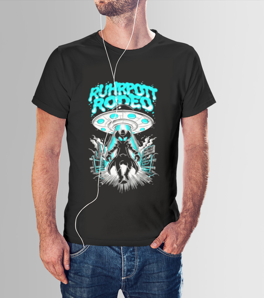 Ruhrpott Rodeo Hunxe Bottrop Alien Cowboy UFO Texas Stadium T-Shirt